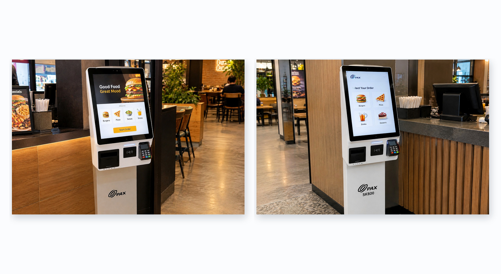 PAX SK700 / SK800 self-service kiosk systems – official product photo